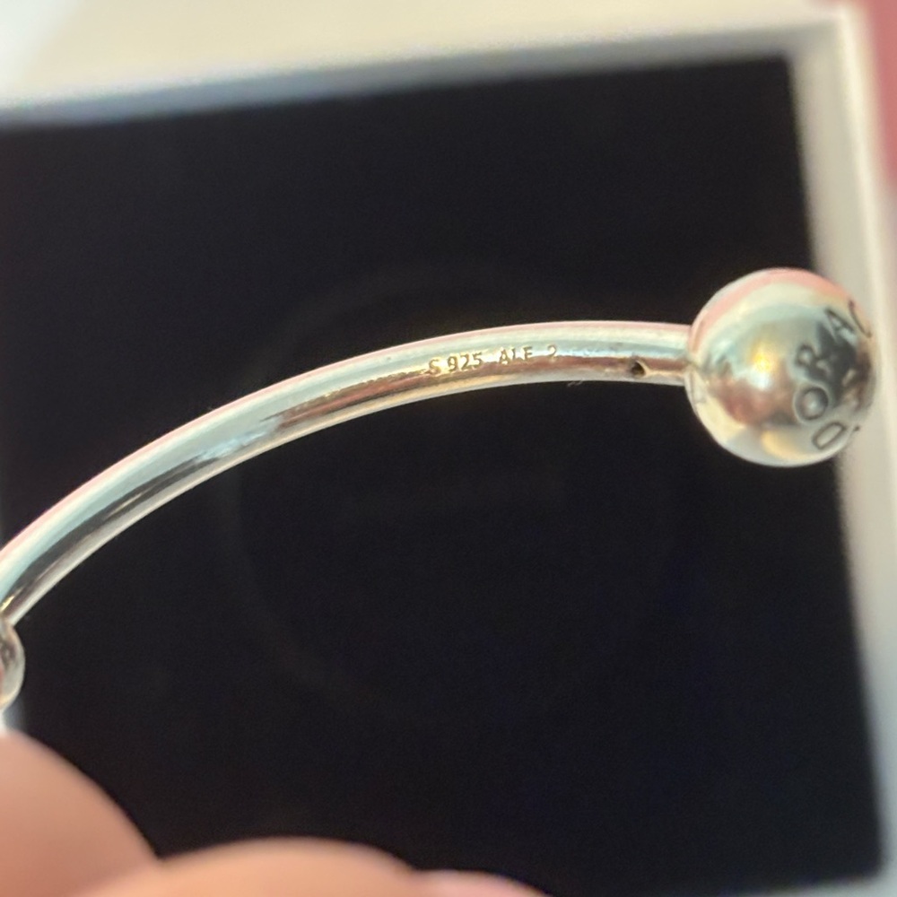 Discontinued Pandora Silver Open Bangle Bracelet - Picture 2 of 5